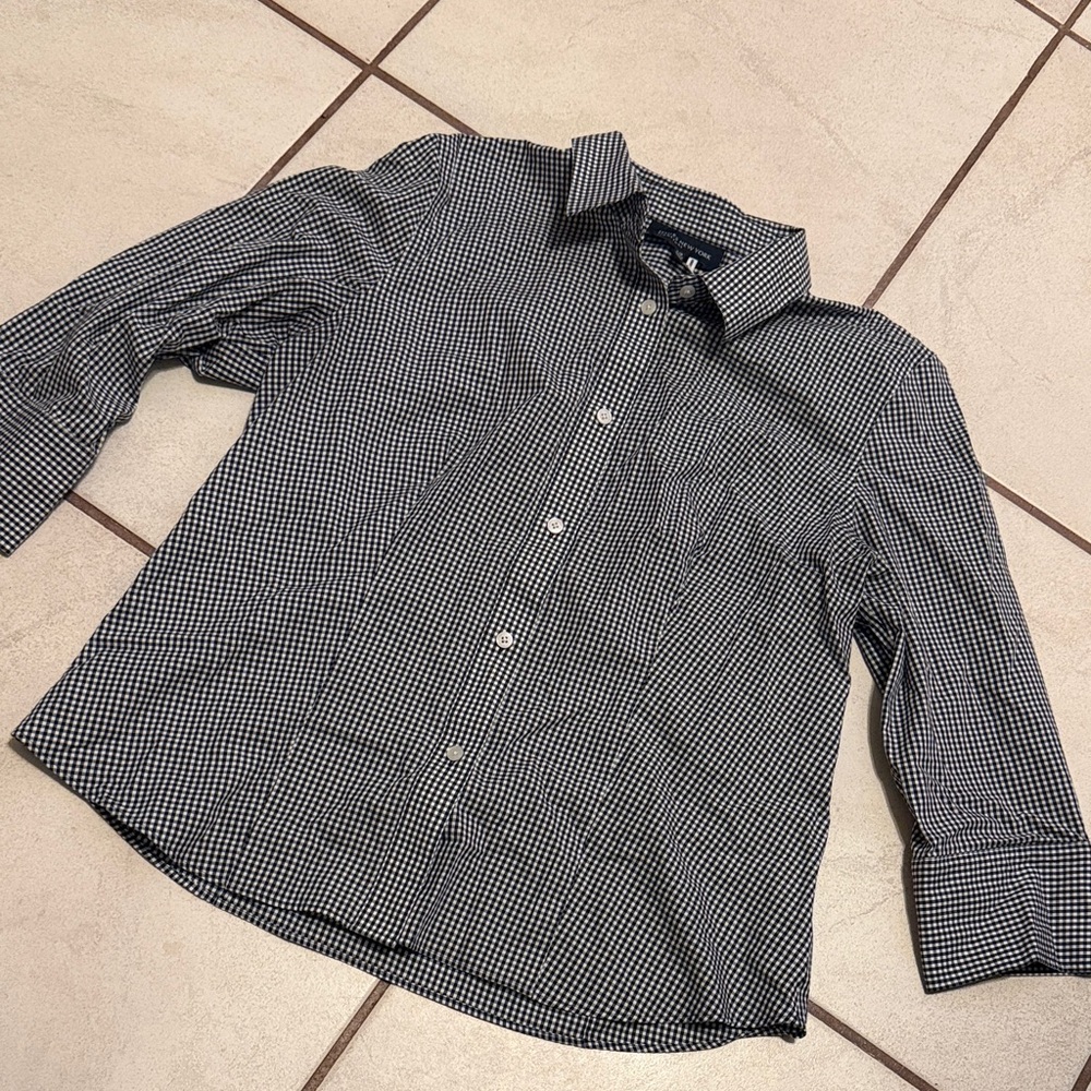Jones New York Black and White Gingham Button Down Shirt